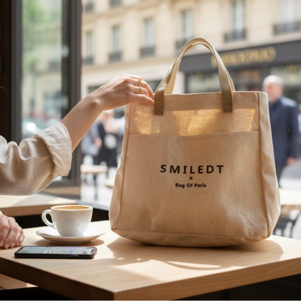 SMILEDT × Bag of Paris Canvas Tote Bag | Natural Cotton | Minimalist Market Tote